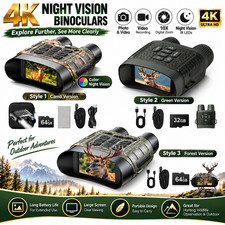 4K Full Color Night Vision Goggles,10X 12X 18X Zoom Infrared Digital Binoculars