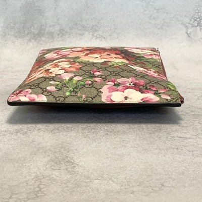 GUCCI Clutch Bag Handbag Blooms Flora GG Supreme Purse PVC Leather