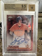 2019 TOPPS CHROME RED REFRACTOR KYLE TUCKER ROOKIE AUTO /5  Dodgers Astros 9.5