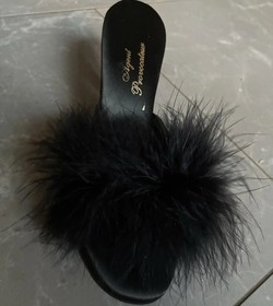 Agent Provocateur sexy Black slip-on heels Mules with feather accent Size 38EU