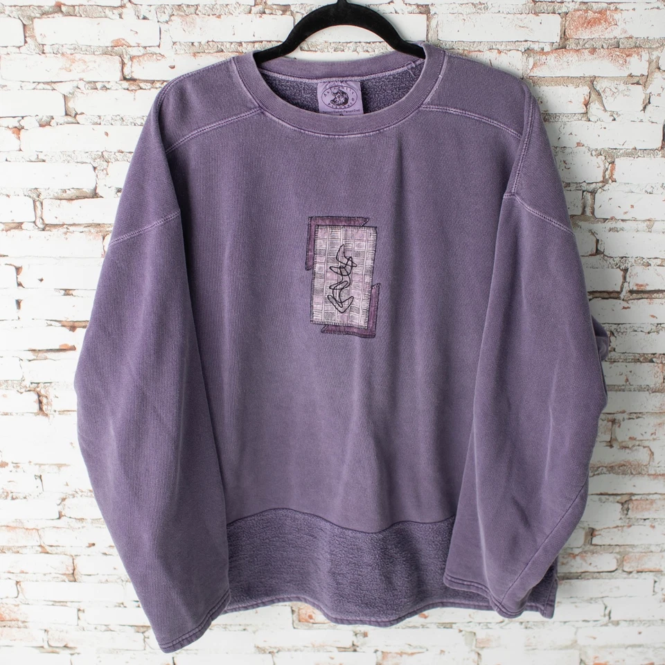 Authentic Pigment XL Purple Pigment Dyed Crewneck Sweatshirt Garment Washed - Image 2 of 4