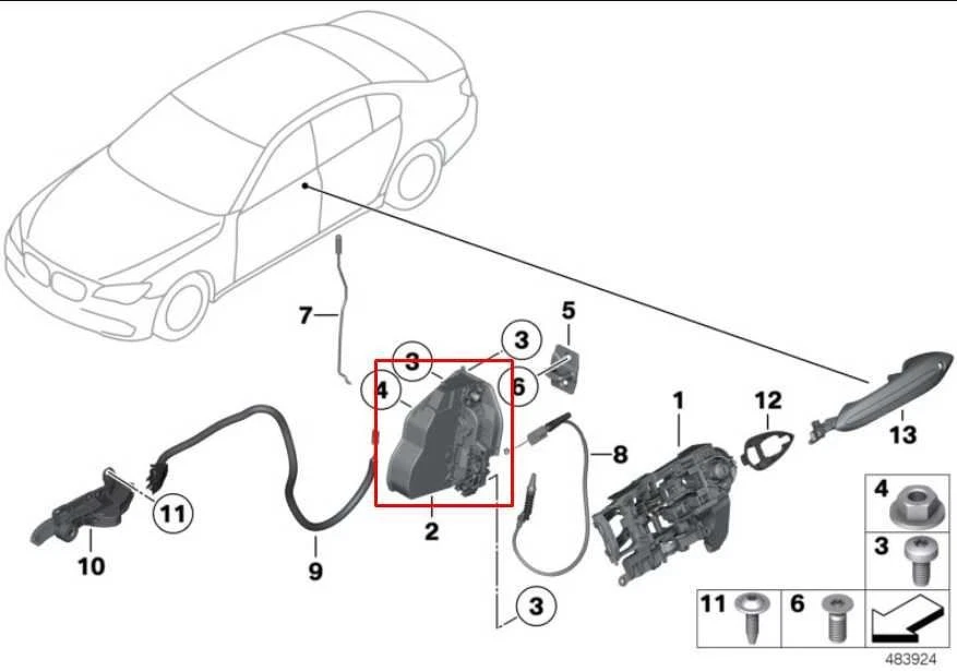 Actuador de cierre de puerta delantero izquierdo BMW 750Li xDrive 2010-2015 51217185689 Foto 2 de 4
