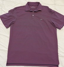 Vineyard Vines Polo Shirt Men Large Blue Striped Performance Sankaty On The Go