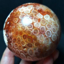 TOP 493.8G Natural Polished Colorful Coral jade Agate Crystal Ball Healing AC961