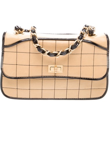 CHANEL Rare Vintage Single Flap Beige Lambskin/ Authentic Card