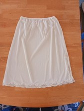 Vintage Ivory Slip Size 2X Side Slit With Lace And Bow Midi Made In USA