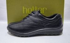 Image of Hotter Tone Shoes Size 6 UK Wide Fit EXF New Boxed Black Leather