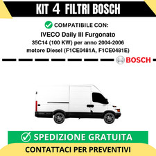 KIT BOSCH 4 Filtri tagliando per IVECO Daily III Furgonato 35C14 100 kw Diese...
