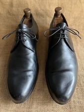 PRADA Mens Black Leather Plain Toe Derby Shoes Size UK 9 || US 10