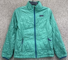 Patagonia Jacket Youth Girls Large 12 Green Nano Puff Quilted Puffer Coat 68005