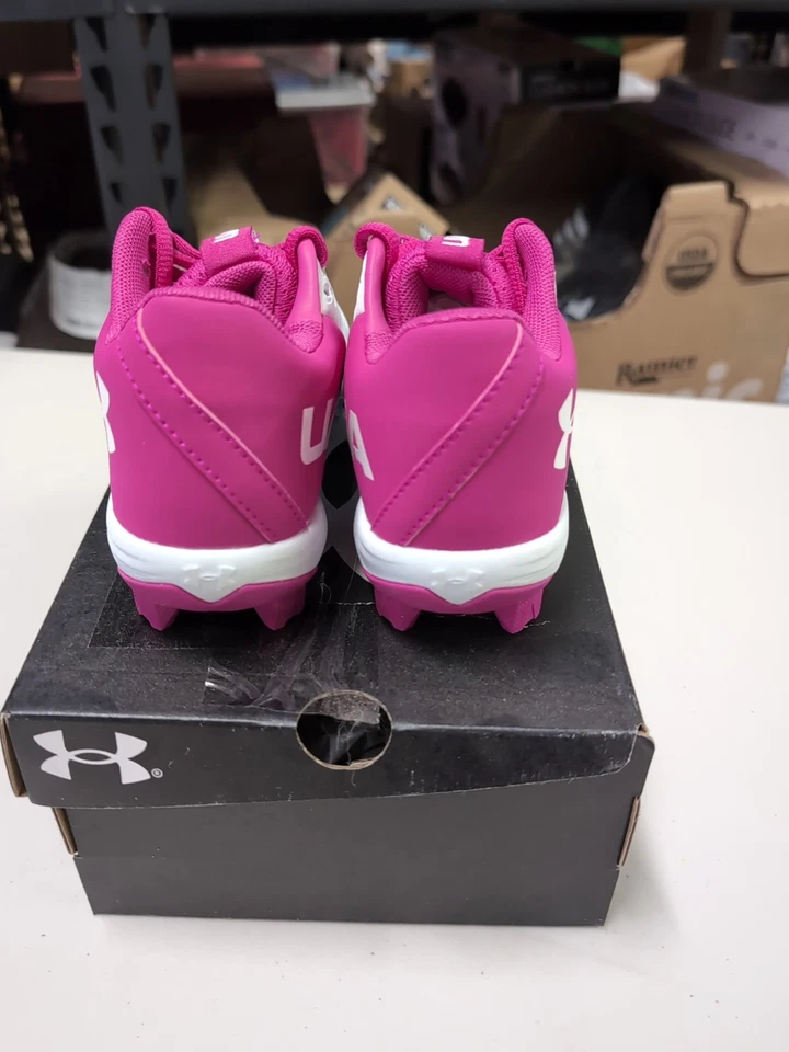 Zapato de softbol Under Armour Glyde 2.0 Jr para niña blanco/rosa talla 12k 3026607-101 Foto 4 de 4
