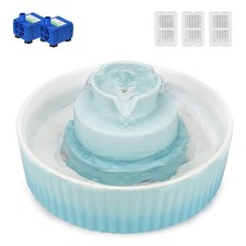 Ceramic Cat Water Fountain, 2.1L/71oz Cupcake Pet Fountain for Dog and Cat In...