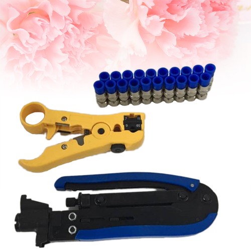 Compression Tool Kit With 20 Pcs F Connectors And Cable Stripper - Picture 2 of 11