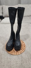 Black Leather Knee-High Boots