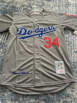 Fernando Valenzuela Adult Dodgers Grey Jersey Size Large