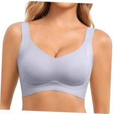 Plus Size Push Up Supportive Wireless Bras Comfort Soft No X-Large Grey