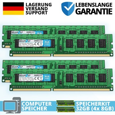 32GB DDR3 RAM UDIMM - PC3L-12800U 2Rx8 - 1600 MHz 1.35V Arbeitsspeicher (4x 8GB)