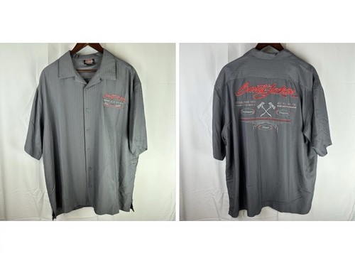Official Barrett Jackson Men's Gray Short Sleeve Shirt 2XL Button Up Embroidered