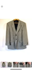 TravelSmith Men's Beige Houndstooth Blazer Sport Coat 40R Silk Wool Lightweight