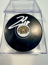 Pavel Zacha Boston Bruins Autographed Signed Hockey Centennial Logo Puck Case