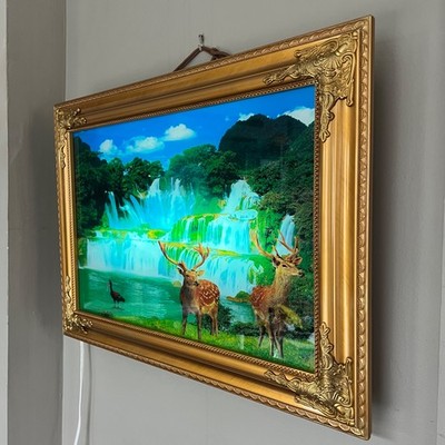 Wildlife sound & motion VIDEO Waterfall Framed Box Wall Art Deer See Video