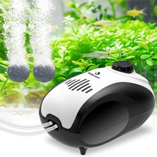 Aquarium Air Pump 5W Dual Outlet Adjustable Valve - for Fish Tanks Up to 160