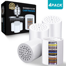 25-Stage Shower Filter Replacement Cartridge - 4 Pack, Universal Fit