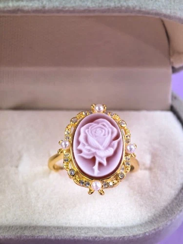 925 silver ring red rose Cameo Ring vintage jewelry Ring Estate Jewelry Gift