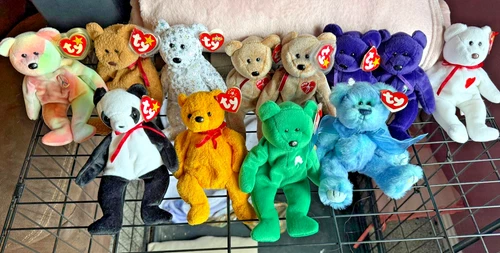 1990's Vintage TY Beanie Babies Bear Collection Lot Of 12
