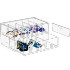 Clear Sunglasses Organizer with Drawer, Eyeglass Eye Wear Display Case Storage