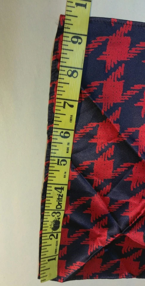 Pañuelo Hankie Pata de Gallo Rojo Años 80 Azul Real DEADSTOCK PROM Foto 4 de 4