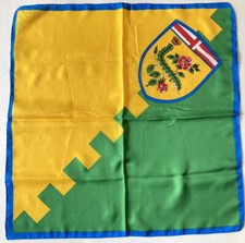 vintage Italian Polyester Scarf coat of arms floral rose crown caterpillar 20"