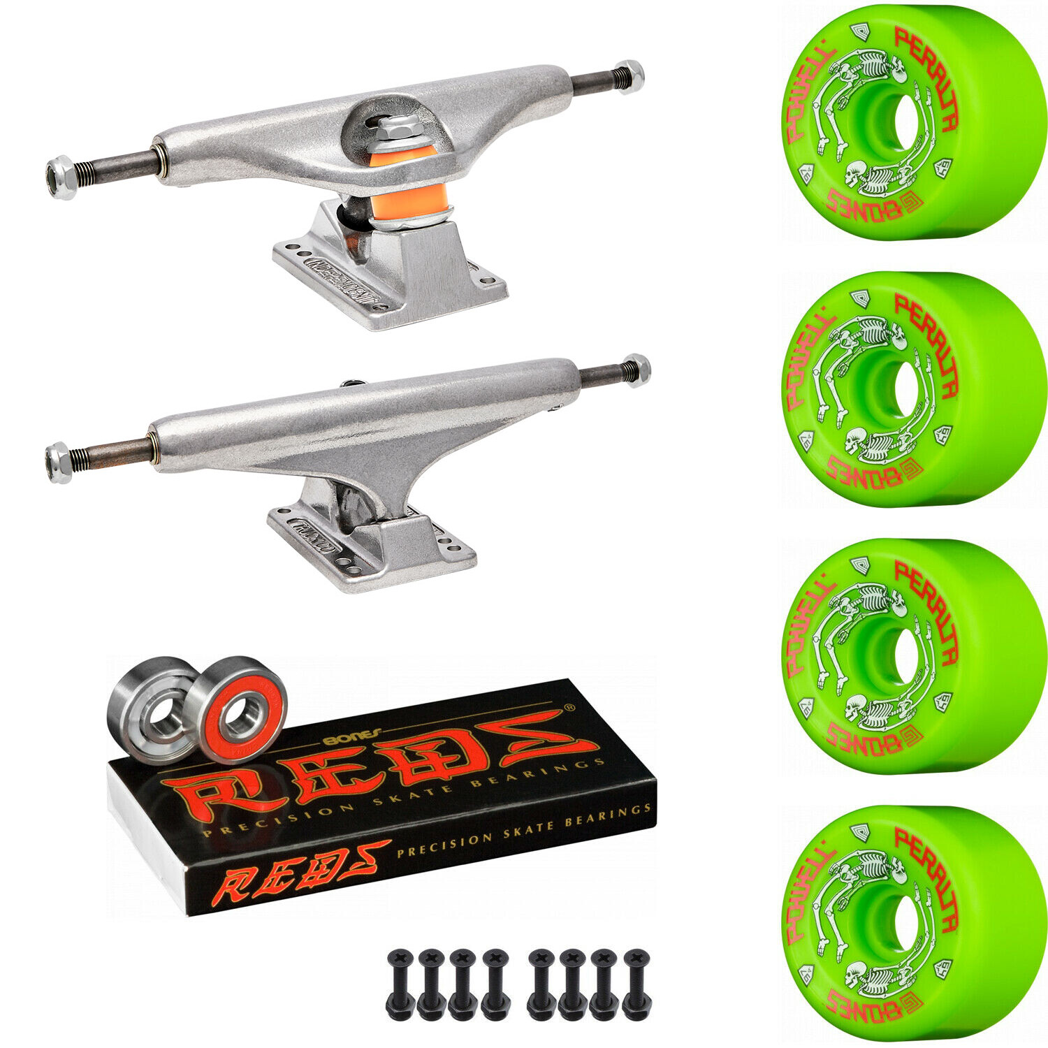 Old School Skateboard Package INDEPENDENT Trucks POWELL G-BONES Wheels + REDS