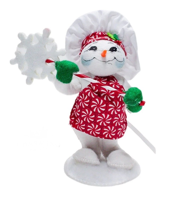 Vtg 2015 ANNALEE Mobilitee PEPPERMINT CHEF SNOWMAN Christmas Artisan Doll 5"