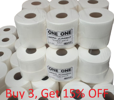 12 x Mini Jumbo Toilettenpapier 2 lagig Seidenpapier rein weich kein Recyclingpapier