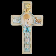 Enesco Precious Moments Wall Cross Jesus Loves Me Praying Boy Ceramic 1999