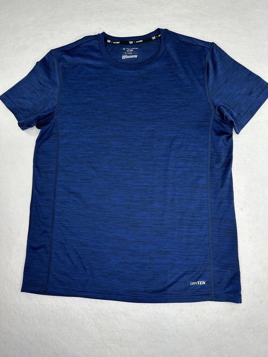 Tek Gear Dry Tek Men s T shirt Blue Striped SS Round Neck