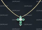 14k Yellow gold Natural Diamond & Emerald cross pendant 1.20 ct May Birthstone — photo 2