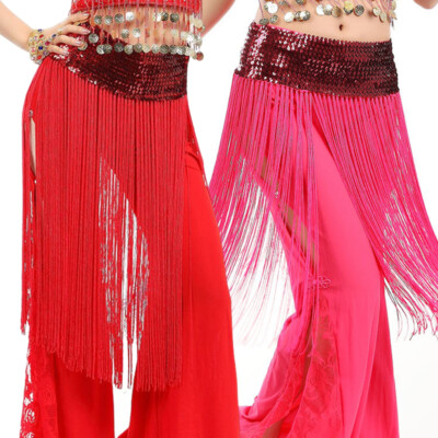 Belly Dance Long Tassel Fringe Skirt Coin Scarf Belt Tribal  display picture 3
