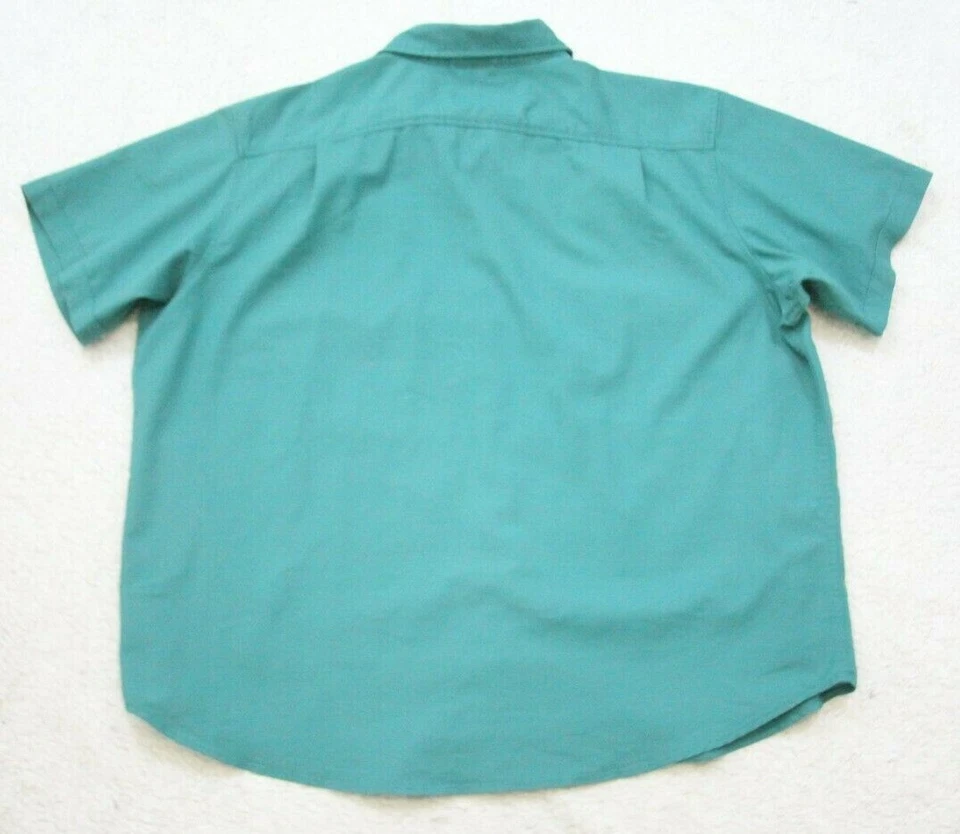 XXL Columbia 短袖男式绿色 2 口袋男式棉混纺正装衬衫 TT3 — 第 2/4 张图片