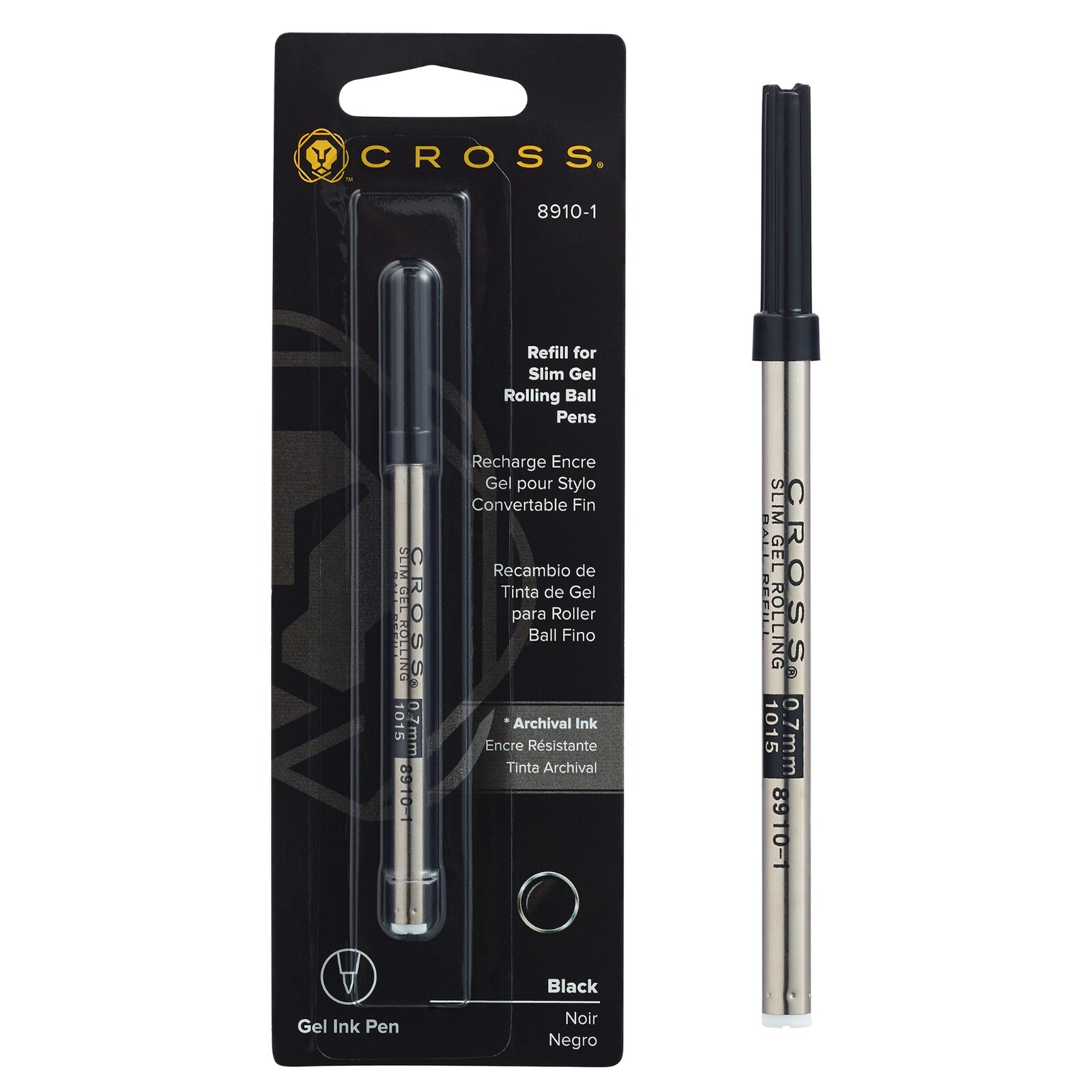 Cross Refill 8910 Rolling Ball Slim Gel Rollerball  Black Ink 0.7mm Genuine