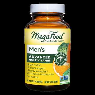 MegaFood Mens Multivitamin 60 tabs - Brain, Immune, Choline, Vitamin B12, D, C
