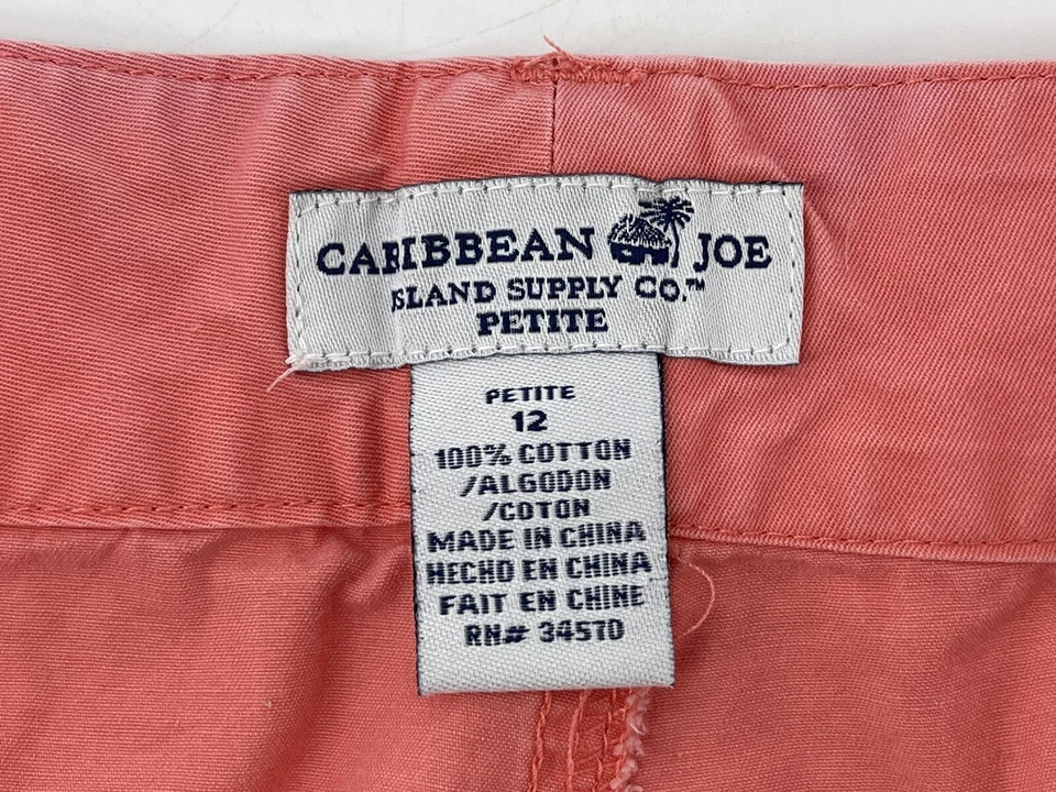 Pantalones Capri Caribbean Joe Mujer Talla 12 P Pequeño Rosa Floral Bordado 33X20 Foto 3 de 4