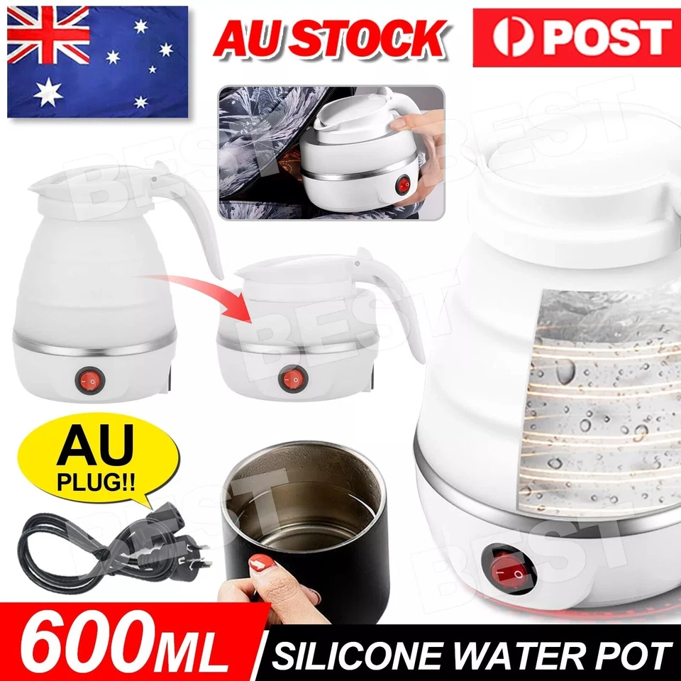 Portable Collapsible Electric Water Kettle Travel Foldable Silicone Water Pot AU