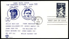1983 Babe Ruth FDC Top Homerun Hitters-Over 500! EvansCraft Cachet-Pink