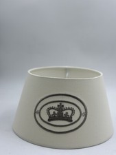 Lampenschirm Rund Stoff, Weiss / Krone Grau h 14cm / b 25cm / d 18cm Sorpetaler