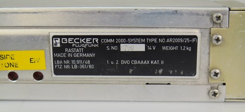Becker VHF Transciever P/N AR2009-25F S/N 8790 - Bild 3 von 6