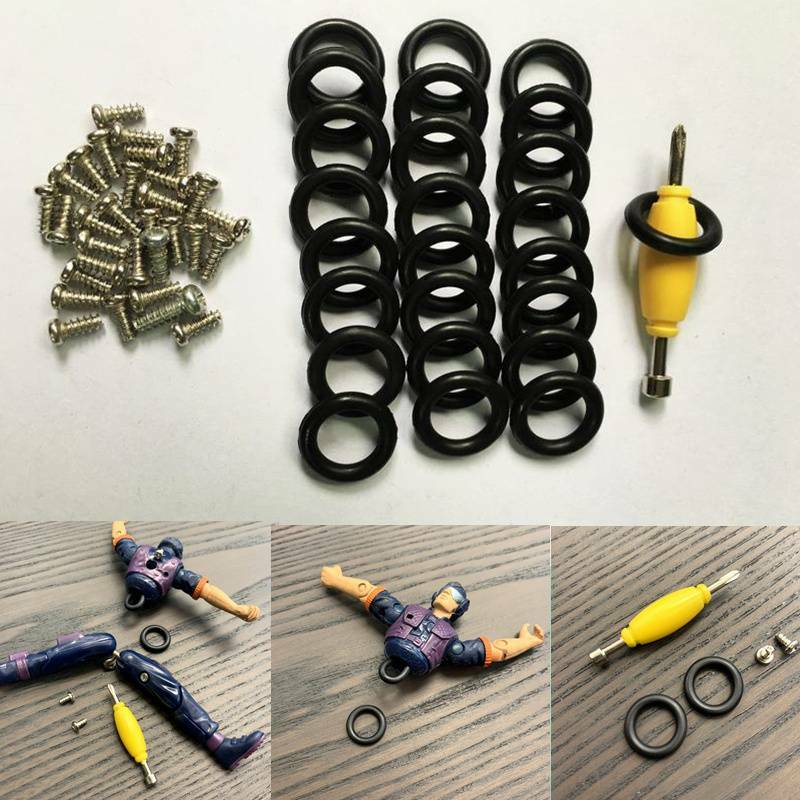 200 O-RINGS Waist Bands + 200 Screws fit for GI JOE 3.75'' Cobra Action Force