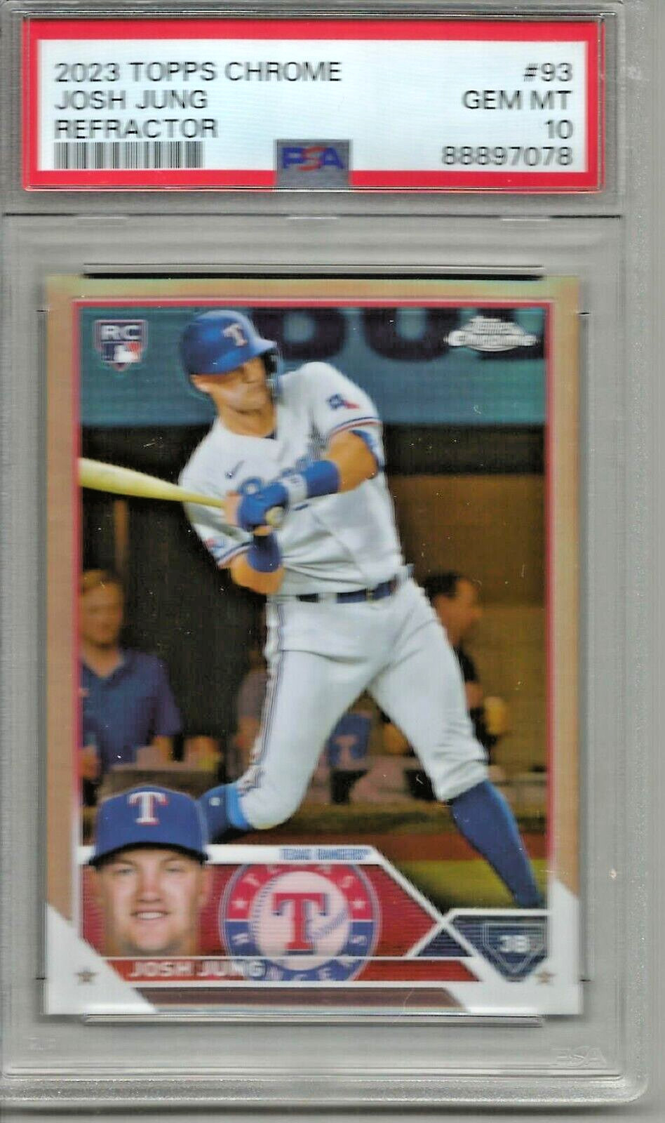 Josh Jung 2023 Topps Chrome Refractor Rookie (#93) PSA 10