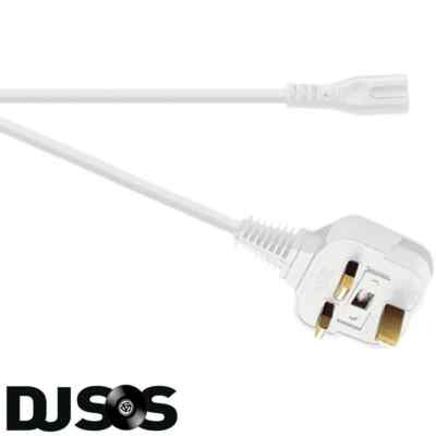 Adler 3 Meter weiß Figur 8 Netzkabel zu 3 Pin UK Stecker 3A Stromkabel Figur 8